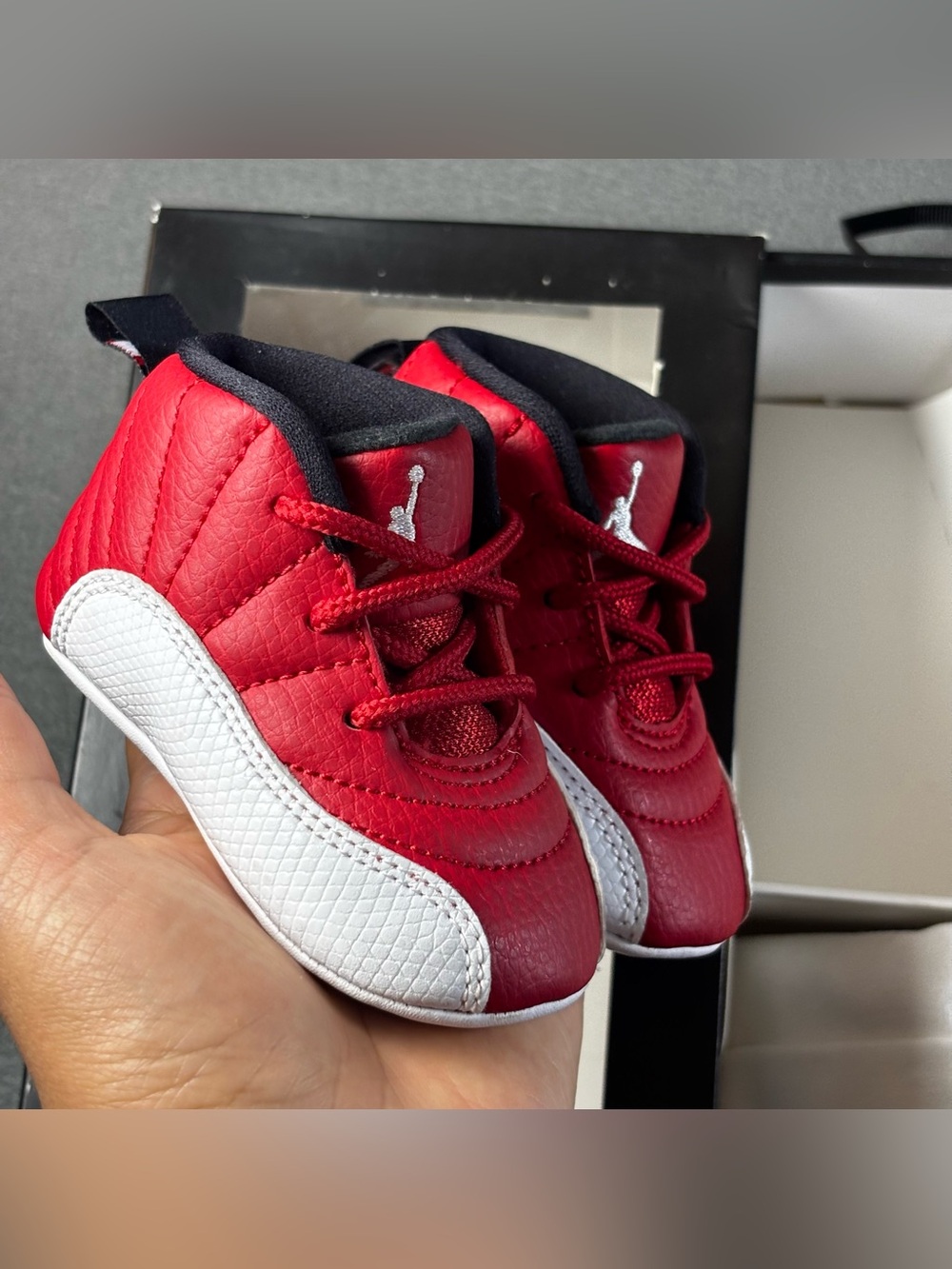 Nike Air Jordan Retro 12 Gift Pack, White/Red Crib Shoes Size 2C